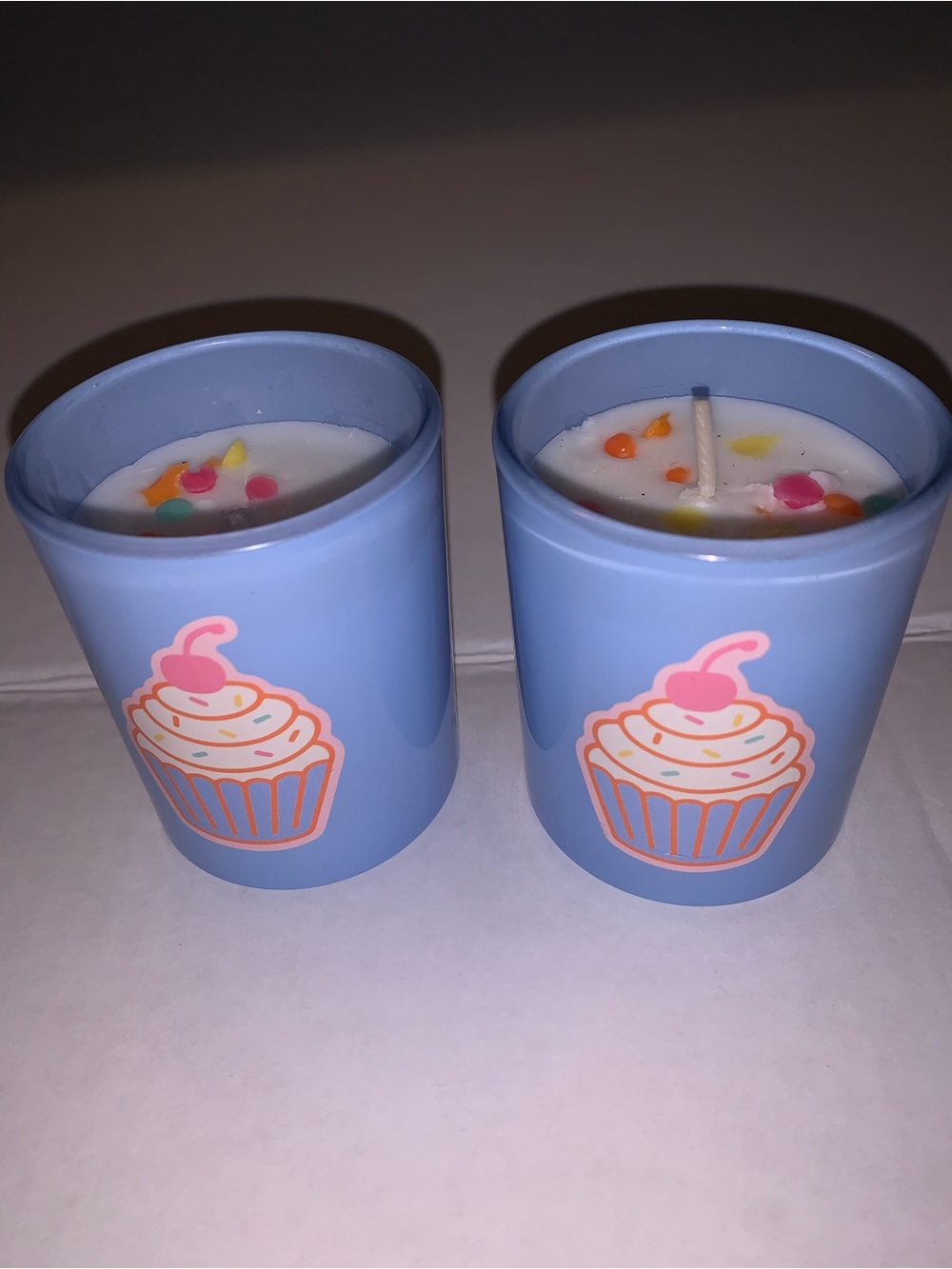 Blue Cupcake Ceramic Scented Candles - Set of 2